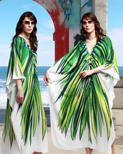 Load image into Gallery viewer, Green Palm Kaftan Kjóll
