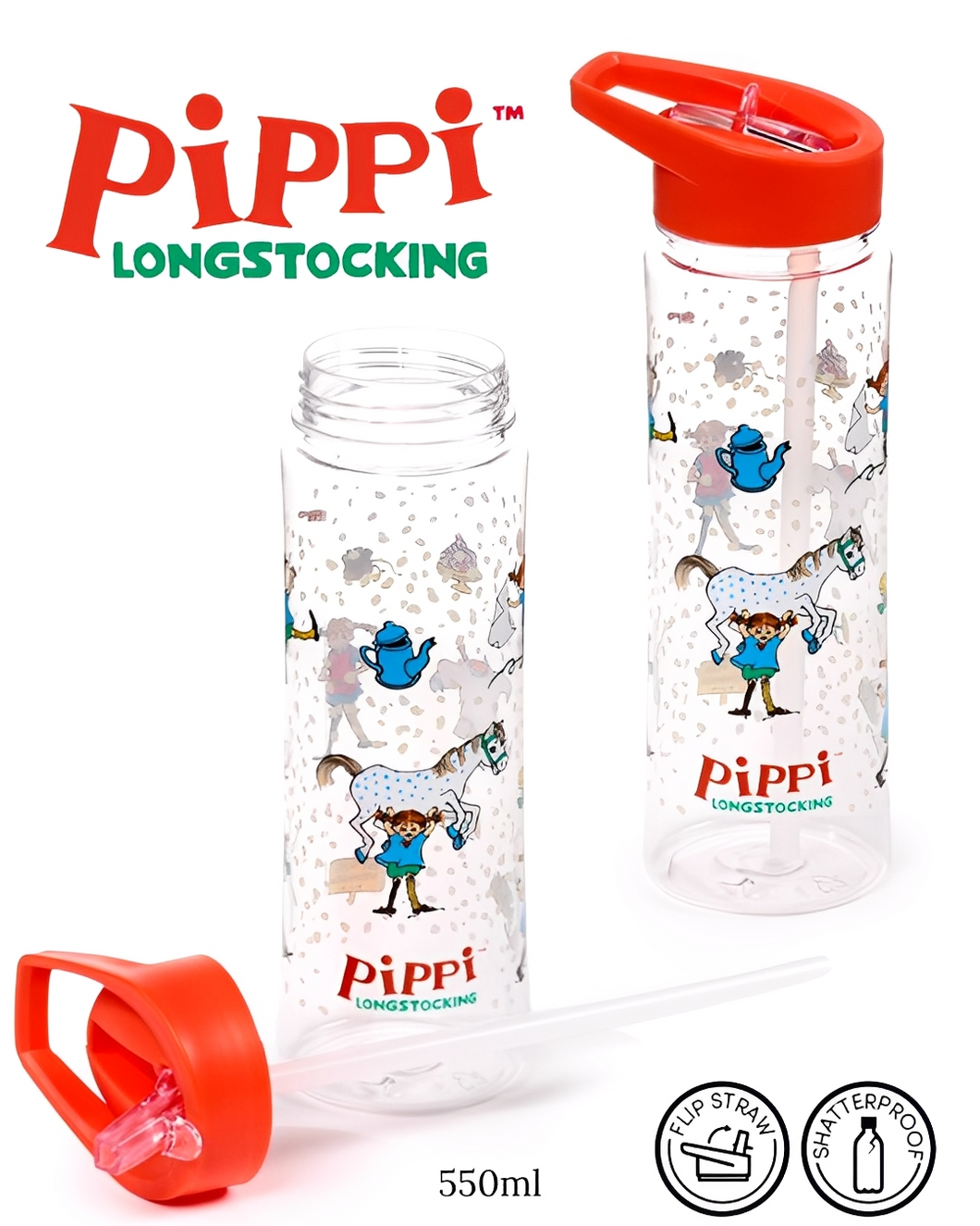 Lína Langsokkur Drykkjabrúsi 550ml