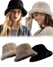 Load image into Gallery viewer, Faux Fur Bucket Hattur
