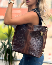 Load image into Gallery viewer, Toscana Stór Ítölsk Leðurtaska Cognac
