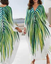 Load image into Gallery viewer, Green Palm Kaftan Kjóll
