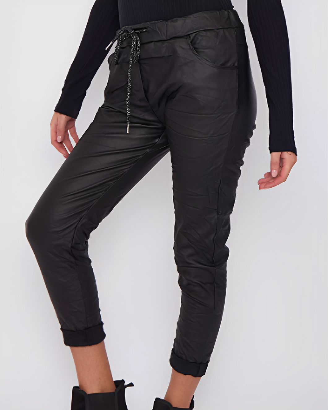 Ítalskar Wet Look Wax buxur Stærðir UK 10-18  EU 38-46