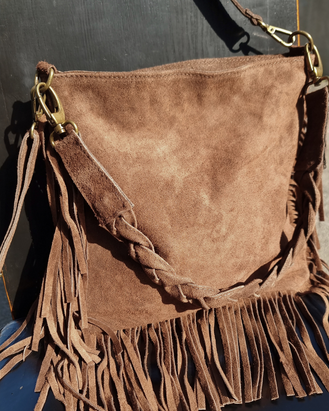 Roxy Ítölsk Rúskinnstaska Taupe