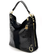 Load image into Gallery viewer, Toscana Stór Ítölsk Leðurtaska Noir
