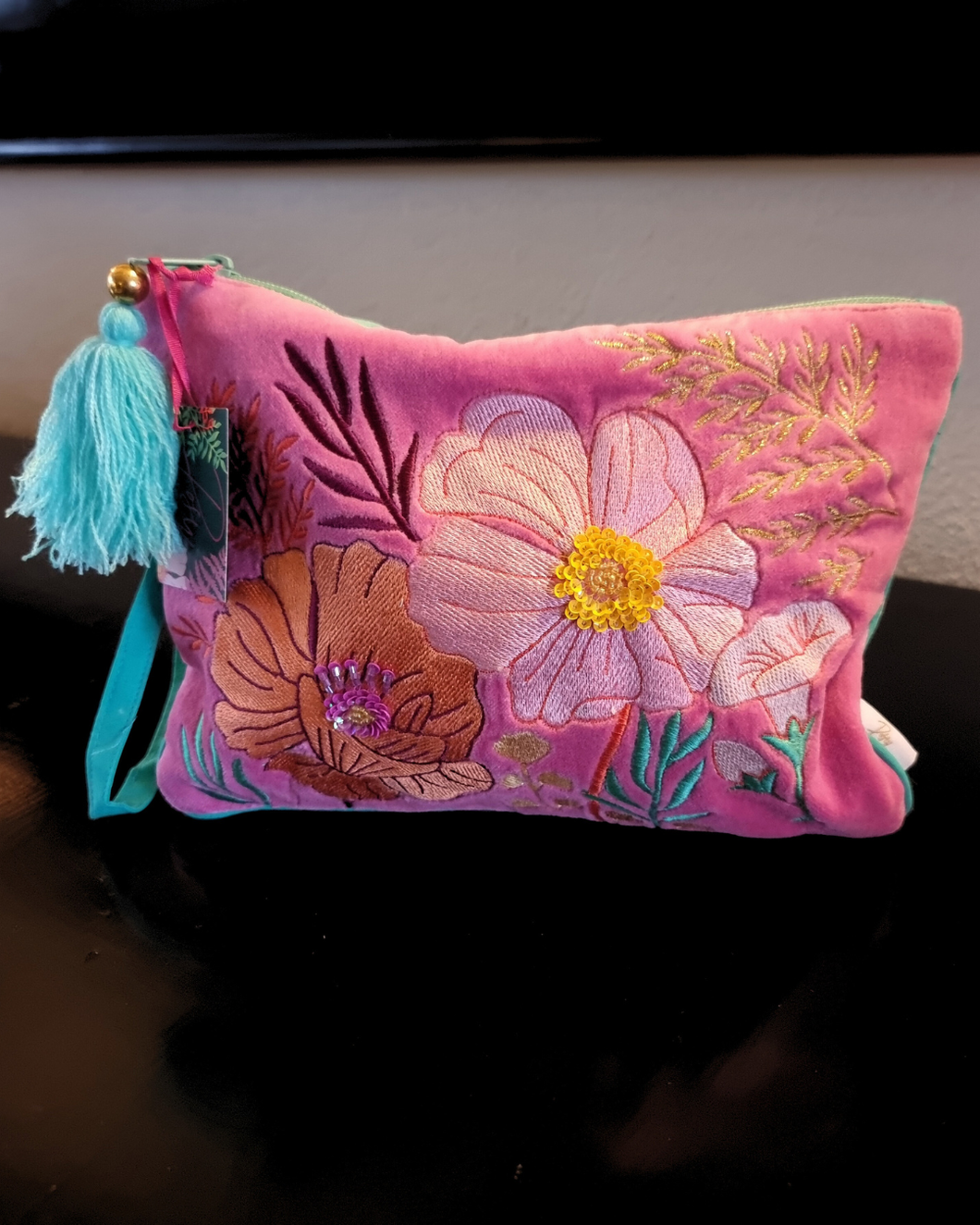 Posy Pink Sléttflauel Snyrtitaska