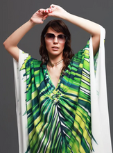 Load image into Gallery viewer, Green Palm Kaftan Kjóll
