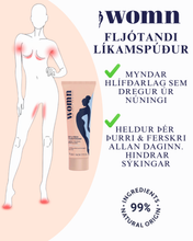 Load image into Gallery viewer, WOMN Fljótandi Líkamspúður fyrir viðkvæma staði
